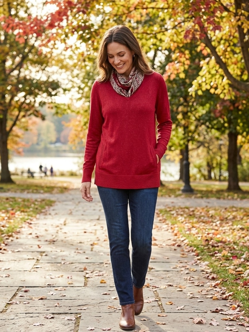 Chico's Crimson V-Neck Sweater